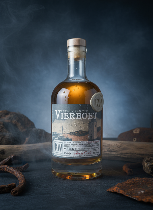 Nautische whisky botteling op vatsterkte uit Katwijk aan Zee, geniet van een heerlijke rokerige whisky op "Natural Cask Strength".