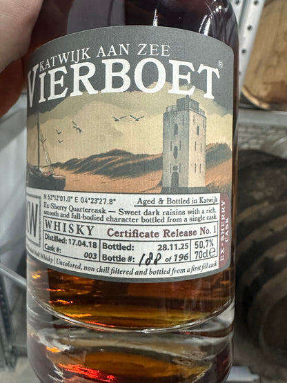 Vierboet whisky certificate release 001 - de eerste whisky certificaat botteling van Katwijk!