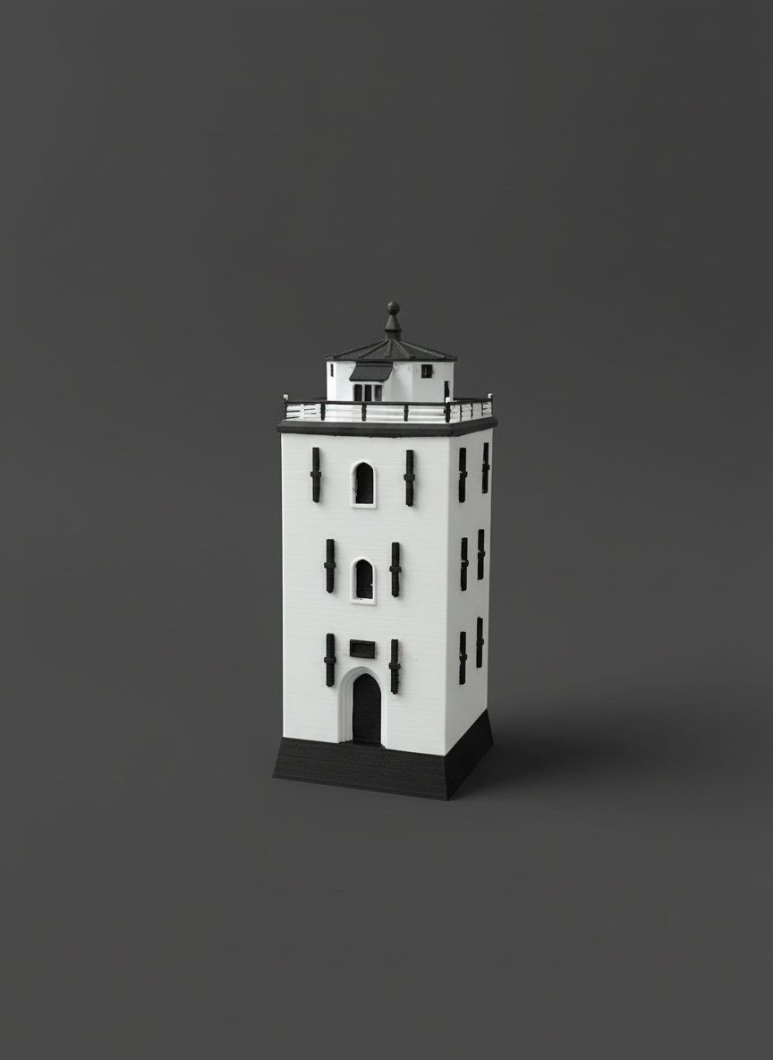 Mini vuurtoren van Katwijk aan zee, de Vuurbaak. Lokaal gemaakt en met de hand afgewerkt.